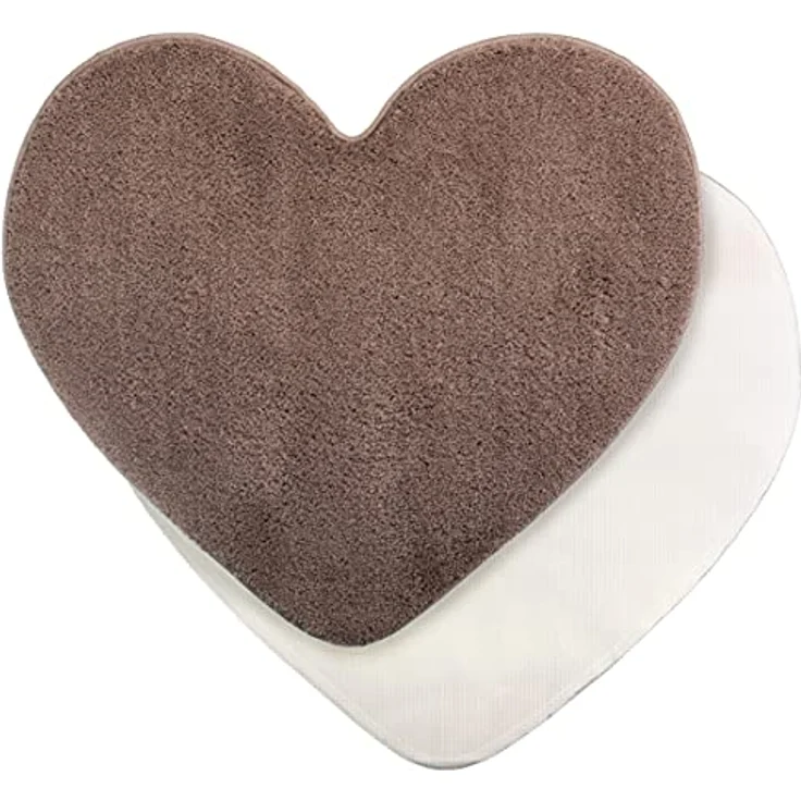 Brandsseller Herz Badematte 70x80 cm Badteppich Badvorleger Badezimmerteppich Duschvorleger Taupe – Bild 8