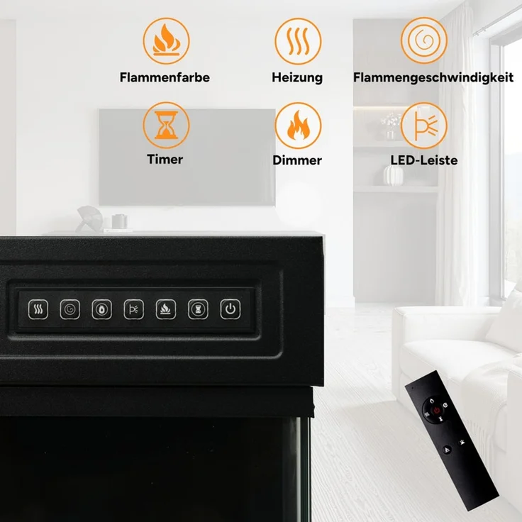 HOMAVO Elektrokamin mit 1000W/2000W Heizung, 12 3D-Flammenfarben, 36" - Stand, Einbaukamin / 50" - Wand, Einbaukamin, App-Steuerung(36") – Bild 6
