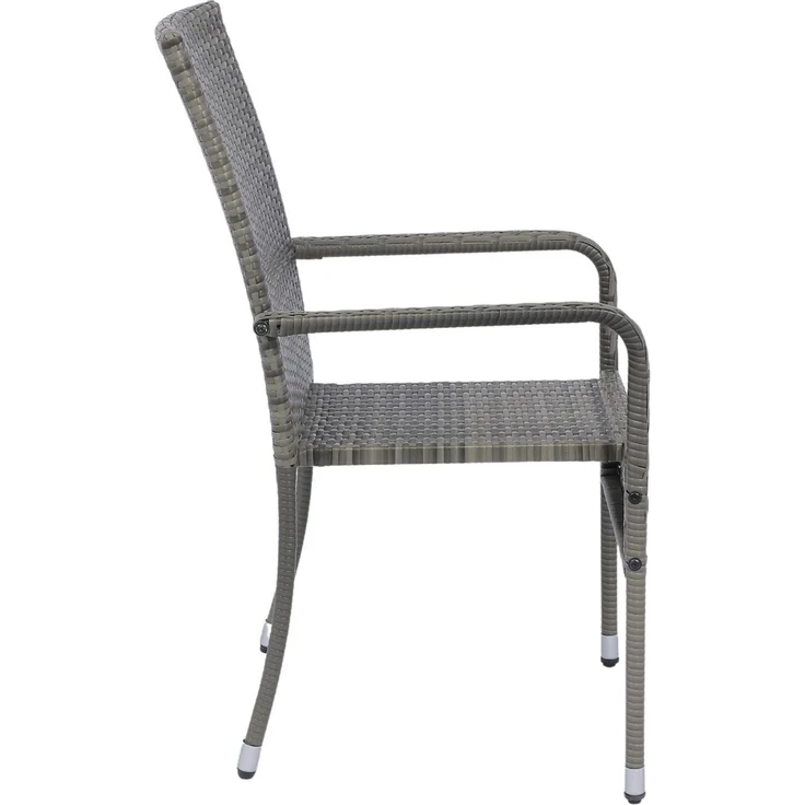 Juskys Polyrattan Gartenstühle Yoro 4er Set - mit Armlehnen & Rückenlehne - 4 Stühle stapelbar - Rattan Stuhl Garten - Stapelstuhl Grau-meliert – Bild 7