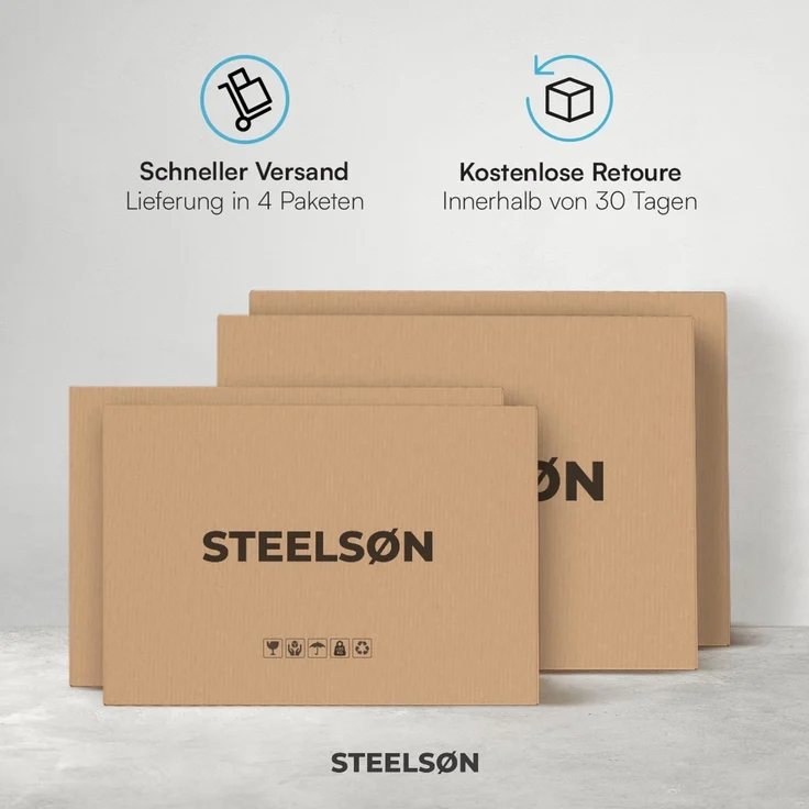 STEELSØN 'Diorus' Mülltonnenbox 4er je 240 Liter, graphitschwarz, Mülltonnenverkleidung aus Stahl mit Sichtstreifen, wetterfest, 116x80x268 cm, abschließbare Müllbox für 4 Tonnen – Bild 2