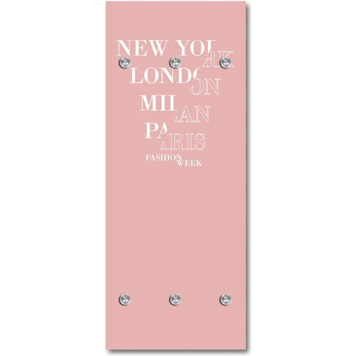 Queence Garderobe - "London-Milan" Druck auf hochwertigem Arcylglas inkl. Edelstahlhaken und Aufhängung, Format: 50x120cm