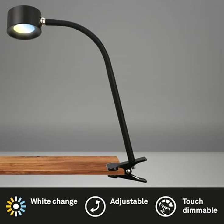 Briloner Tari LED Schreibtischlampe, Dimmbar, Touch, Schwenkbar, Magnetisch abnehmbar, Schwarz, 3W, 210lm, IP44, 44 x 7,5 x 24 cm – Bild 2