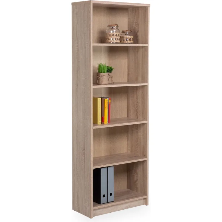LILLY Regal Sonoma Eiche Optik - Modernes Bücherregal mit 5 offenen Fächern - Vielseitiges Büro Aktenregal Standregal mit viel Stauraum - 60 x 172 x 28 cm (B/H/T)