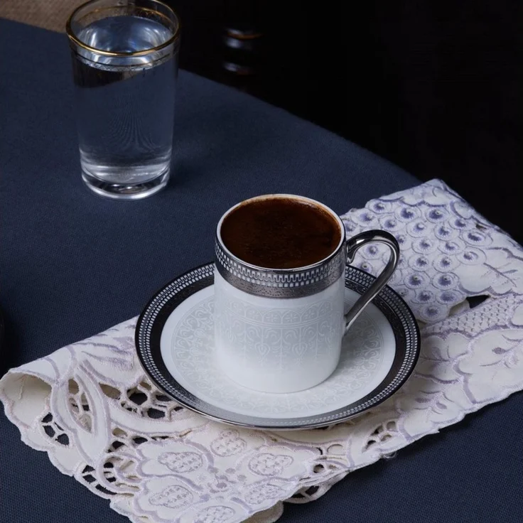 Karaca Kaffeeservice Karaca Royal Bone Kate 90ml Kaffeettase mit Untertasse für 6 Personen – Bild 1