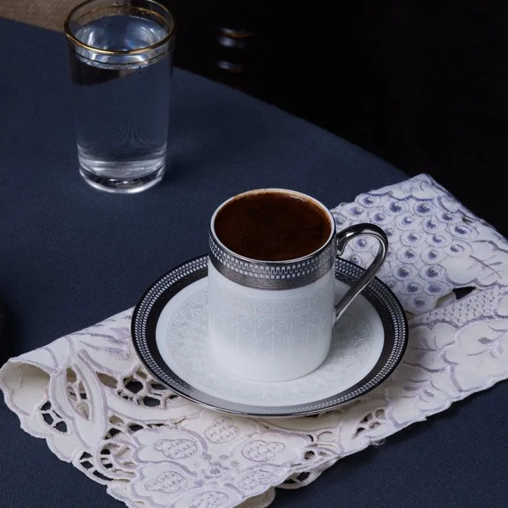 Karaca Kaffeeservice Karaca Royal Bone Kate 90ml Kaffeettase mit Untertasse für 6 Personen