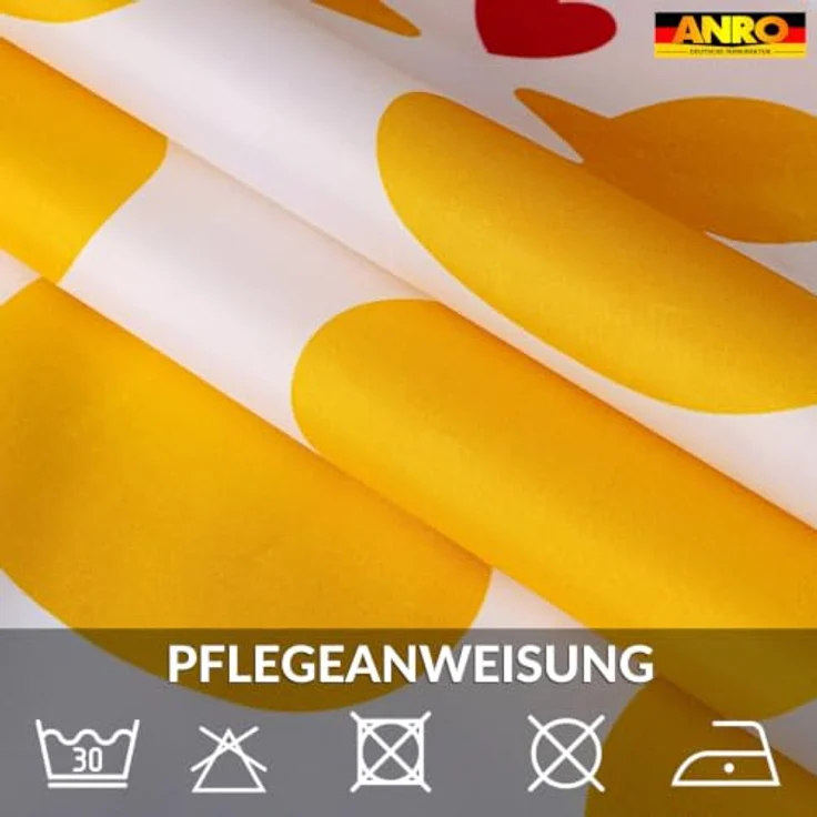 ANRO Duschvorhang FASTY Ente Anti-Schimmel Polyester Badezimmervorhang Bad-Stoff Breite 120 cm (Packung, 1-tlg, Duschvorhang inkl. Aufhängeringe), robuster Vorhang Stangenaufhängung 120x200cm Modern Gelb – Bild 5