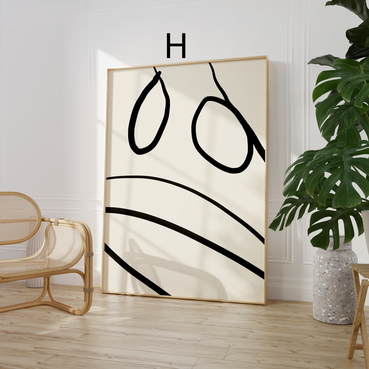 Moderne Kunst Poster · Geschenkidee · Abstrakte Formen Minimalistische Line Art und Farbblock Wandkunst · Dekoprint ohne Rahmen - H / 50 x 70 cm