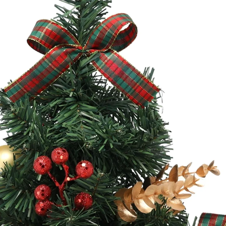 Sarcia. eu Künstlicher Weihnachtsbaum KLEIN künstlicher Weihnachtsbaum rot-gold im Topf geschmückt 50 cm – Bild 7