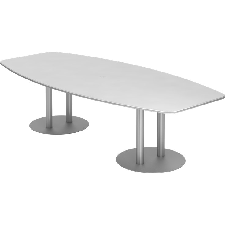 Konferenztisch KT28S 280x130cm Säulenfuß Weiß Gestellfarbe: Silber