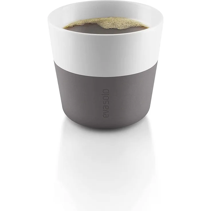 Eva Solo Caffé Lungo-Becher, Mocca, Kaffee, Caffétasse, Porzellan/Silikon, Grau, 230 ml, 2er-Set, 501021