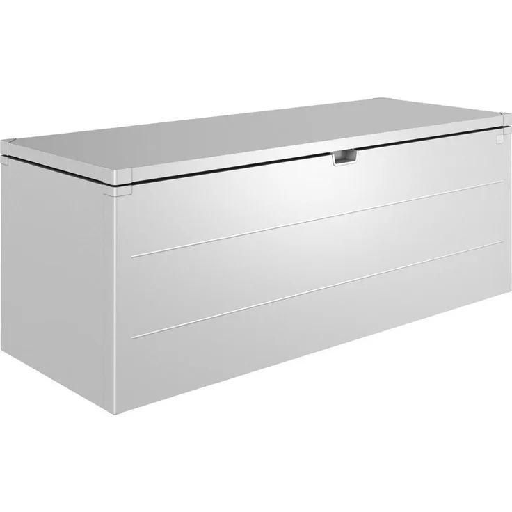 Biohort Kissenbox, Silber, Metall, 207x81x80 cm, rostfrei und wetterbeständig, Aufbewahrungslösung für Gartenmöbel