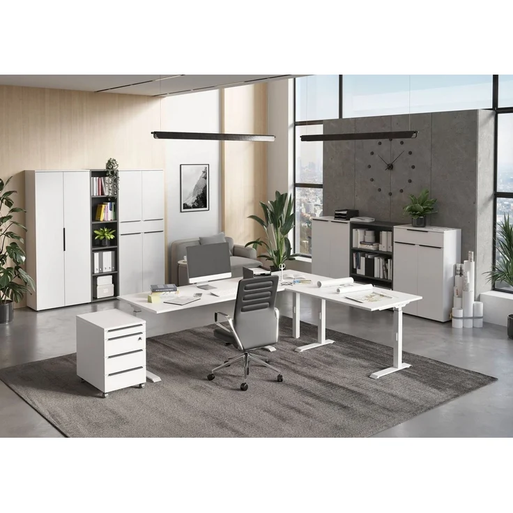 Germania Schreibtisch 7912-84, in Weiß, me. höheneinst, 180 x 91 x 80 cm (BxHxT) – Bild 3