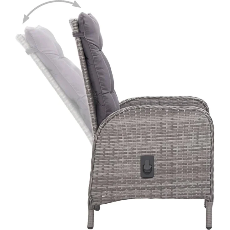 vidaXL 3-tlg. Garten-Essgruppe Poly Rattan und Glas Grau 3058522 – Bild 5