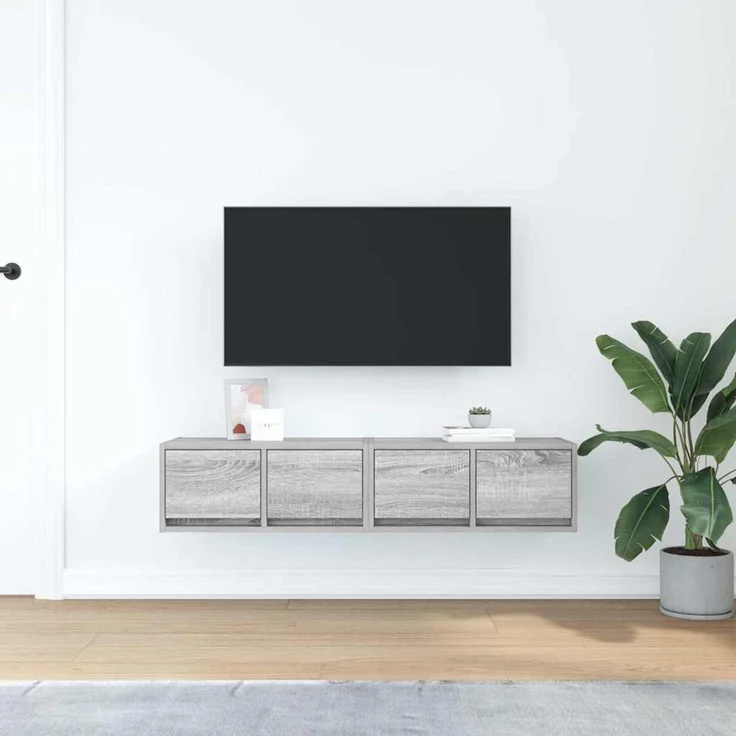 2 pcs TV-Schrank, Lowboard Grau Sonoma 60x31x25,5 cm Holzwerkstoff – Bild 3