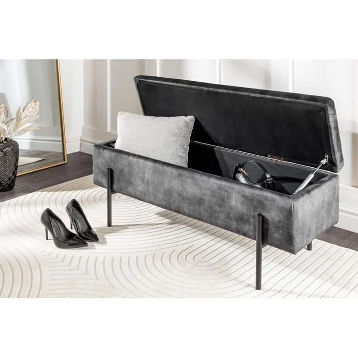 riess-ambiente Sitzbank LOFT 100cm grau (Einzelartikel, 1-St), Wohnzimmer · Samt · Metall · mit Stauraum · Flur · Schlafzimmer – Bild 4