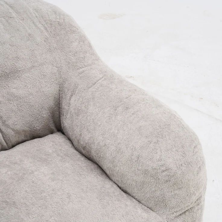 Sitzsack-Sessel in Hellgrau 95cm×95cm×79cm aus Samtoptik mit Armlehnen und ergonomischer Rückenlehne – Bild 6