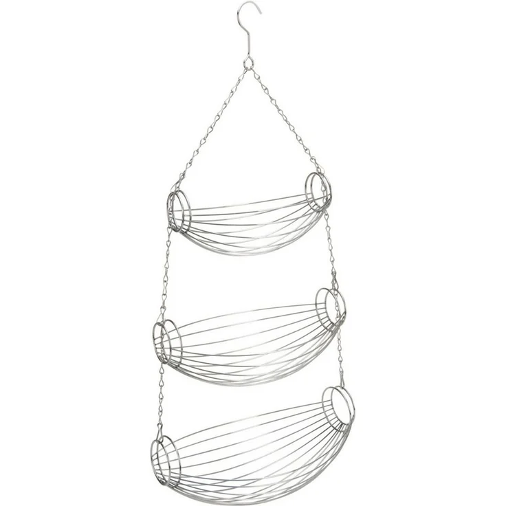Koopman Hängekorb Küchenregal Gemüsekorb Edelstahl 3 Etagen 70 cm (Stück, 1 St, Packung), 3 Etagen, Obstkorb, Edelstahl, mit Haken – Bild 2