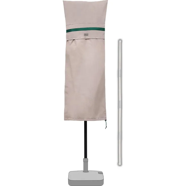 Sekey DoppelSonnenschirm Schutzhülle mit Stab, Abdeckhauben für Gartenschirm mit Belüftungsöffnungen, Abdeckung für Oval-Schirm,Marktschirm / Balkonschirm, 100% Polyester, Khaki