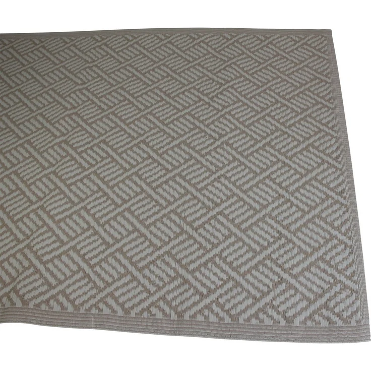 Dekoleidenschaft Outdoorteppich in beige / creme aus recyceltem Polypropylen, 120x180 cm, wetterfest, rechteckig, Balkonteppich, Gartenteppich, Kunststoffteppich – Bild 1