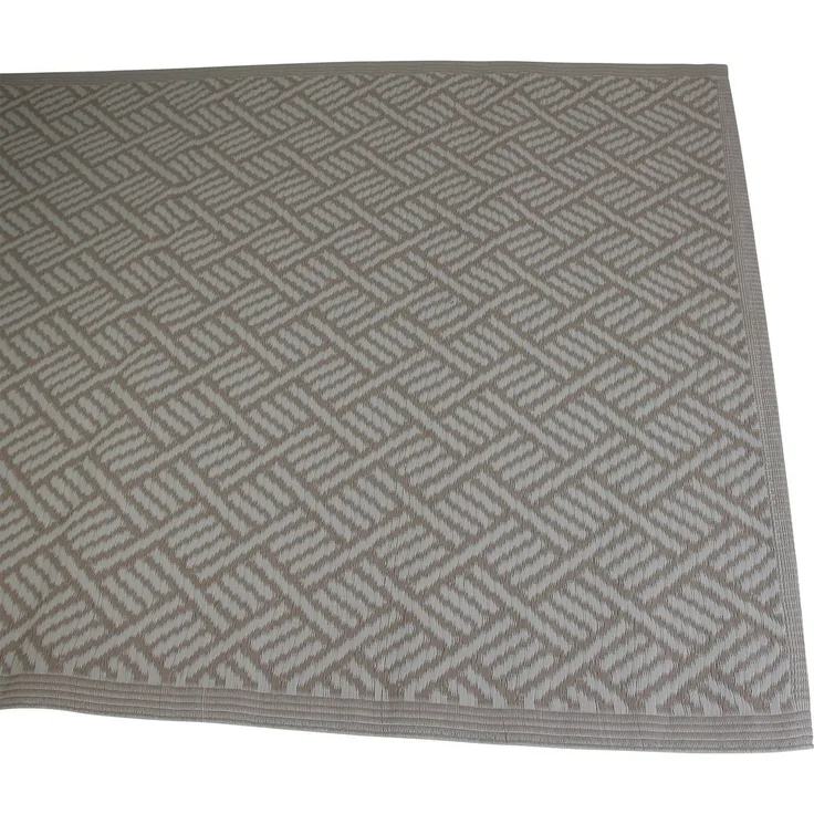 Dekoleidenschaft Outdoorteppich in beige / creme aus recyceltem Polypropylen, 120x180 cm, wetterfest, rechteckig, Balkonteppich, Gartenteppich, Kunststoffteppich