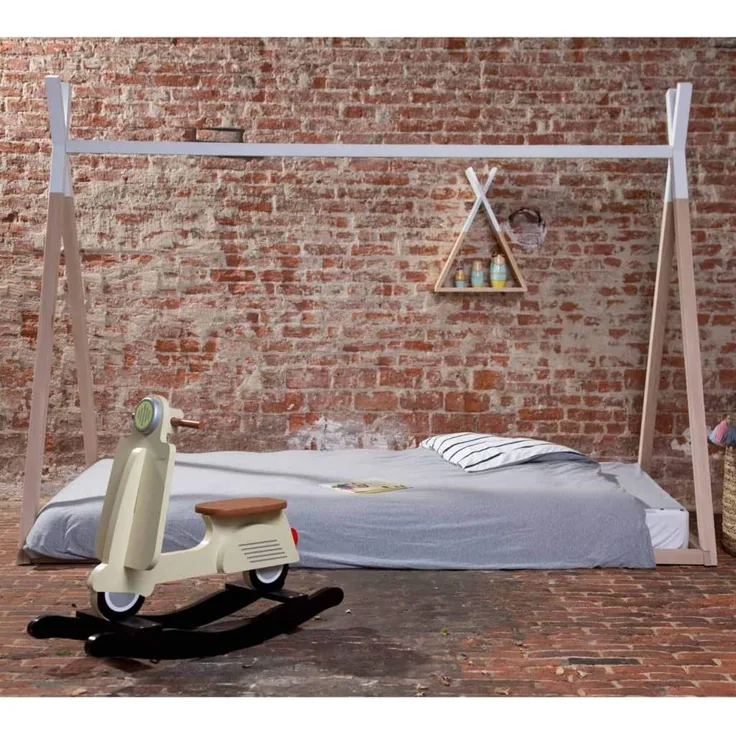 CHILDHOME Tipi Bett Buche Natur Weiß 90x200 cm