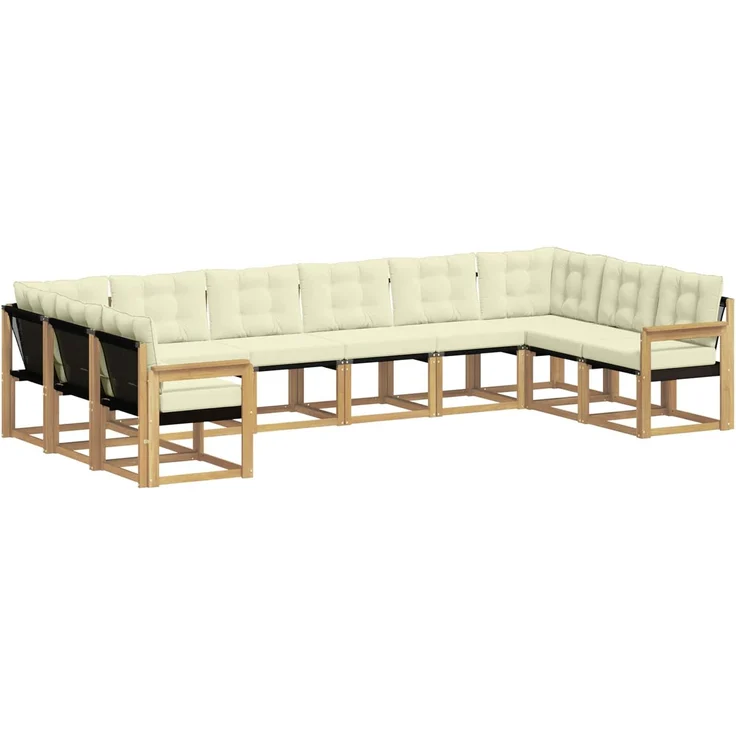 vidaXL Outdoor-Sofagarnitur mit Kissen 10 pcs Weiß und Creme 3389900 – Bild 2