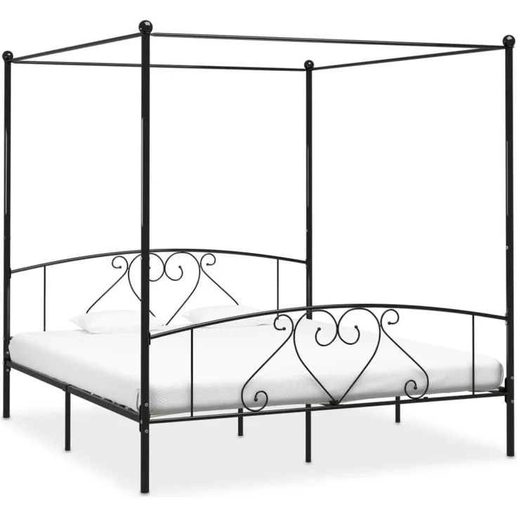 vidaXL Himmelbett-Gestell Schwarz Metall 200 x 200 cm 284439