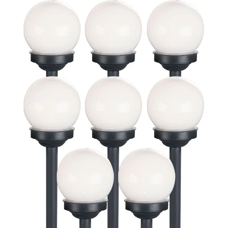 8er Set LED Solarkugel weiß, Erdspieß, DxH 10x38 cm – Bild 1
