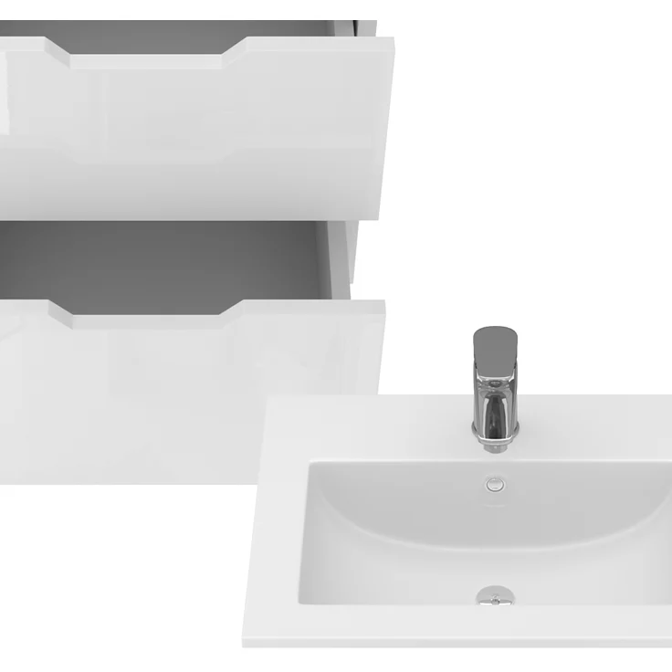 Waschbeckenunterschrank Clayton Weiß 2 Teile, mit Waschbecken und 2 Schubladen Vicco – Bild 6