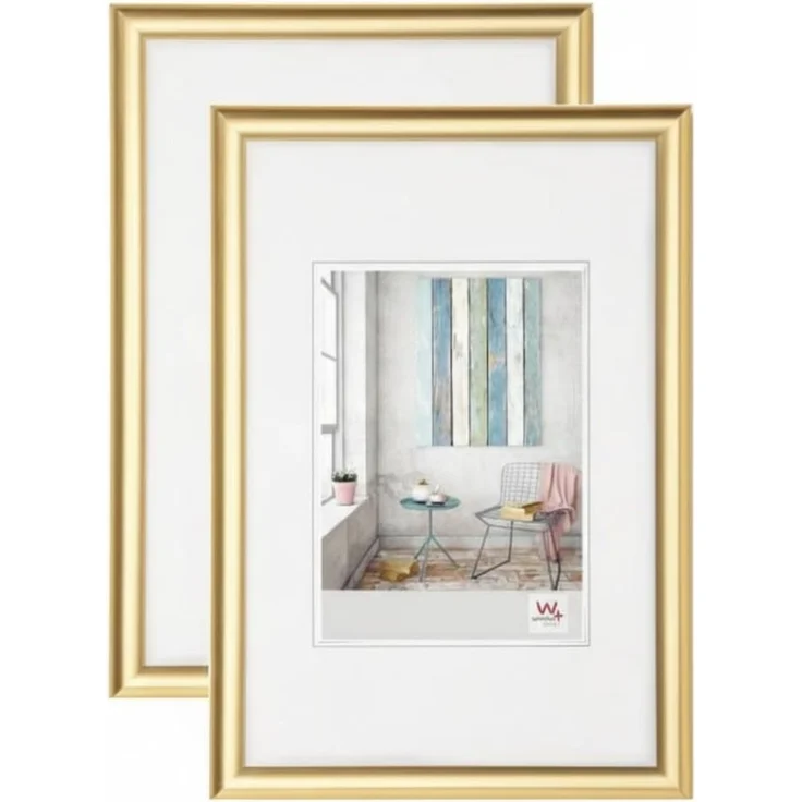 walther design Bilderrahmen Gold 20x30 cm 2er Pack Trendstyle Kunststoffrahmen KP030GD