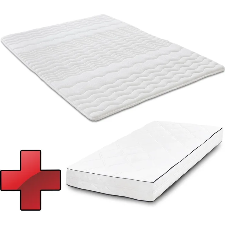 7 Zonen Matratze Sleezzz Superior 90 x 200 cm, Höhe 21 cm, Härtegrad H3/H4 + Matratzentopper / Matratzenauflage 90 x 200 cm