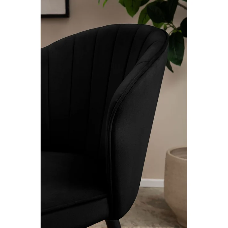 Esszimmerstuhl 2er Set Samt Schwarz Metallbeine Skandinavisches Design – Bild 5