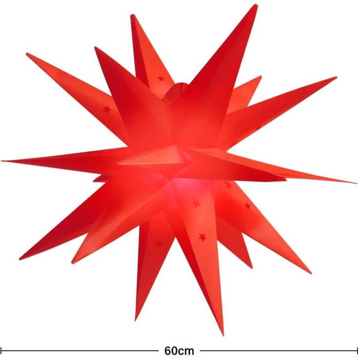 SALCAR 60cm 3D Leuchtstern Außen Weihnachten, LED Weihnachtsstern Beleuchtet Fenster, Adventsstern Innen Weihnachtsdeko Hängend, Rot – Bild 7