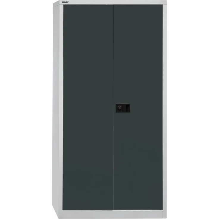 Bisley 'Universal' Flügeltürenschrank, Anthrazit / Lichtgrau, 195 x 40 x 60 cm, Garderobeneinsatz – Bild 1