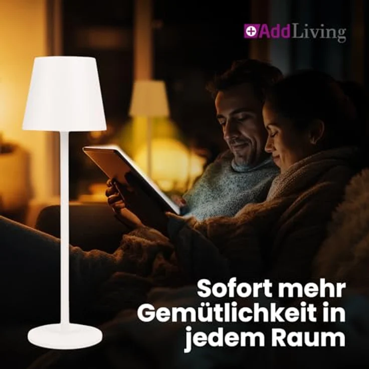 AddLiving LED Fashion Tischlampe, dimmbare LED mit 3 Farbtemperaturen und USB-Anschluss, weiß – Bild 9