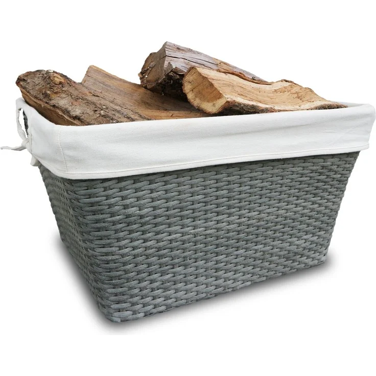 HABAU Holzkorb mit Stoffeinsatz, aus Polyethylen, mit Metallrahmen, 59 x 42 x 32,5 cm – Bild 3