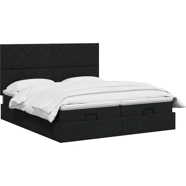 vidaXL Ottoman Bett mit Matratze mit Kopfteil 2 Stk. Schwarz Stoff 3457878 – Bild 3