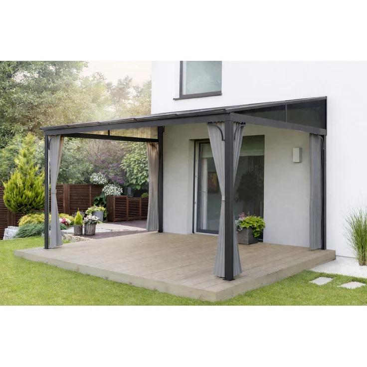 LECO Polycarbonat-Dachplatten-Set grau-transparent für Terrassenüberdachung MELANIE 4x3 m – Bild 3