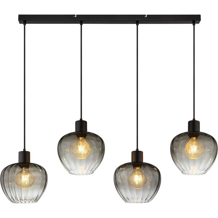 Pendelleuchte, schwarz, Glas rauchfarben, H 120 cm – Bild 7