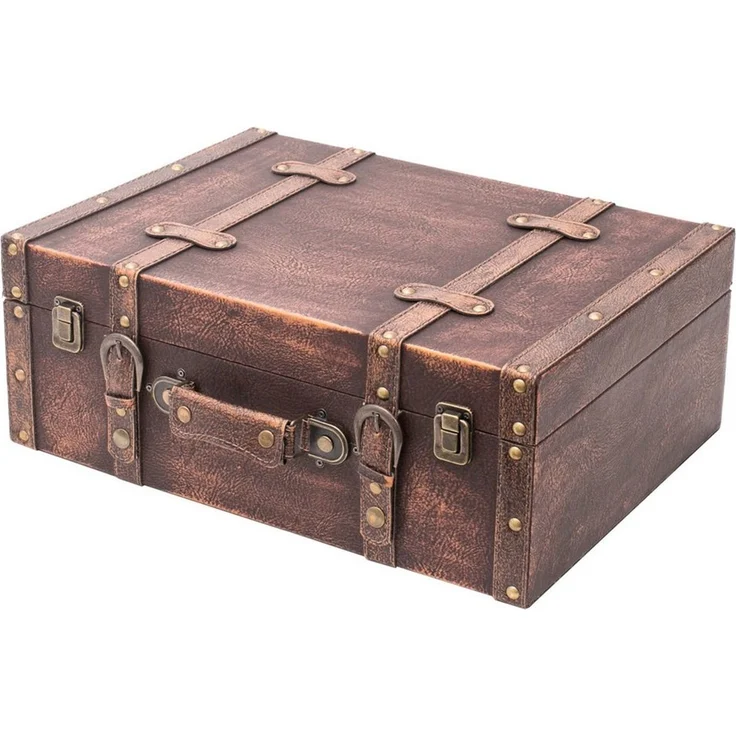 HMF Aufbewahrungsbox Handgefertigter Vintage Koffer aus Holz, Deko Koffer (1 St), Geschenkkoffer im Klassik Design, 44 x 32 x 16 cm – Bild 1