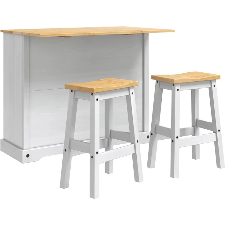 vidaXL Kücheninsel Set mit Tür 3 pcs Weiß und Honigwachs Massiv-Kiefer 3425401 – Bild 2