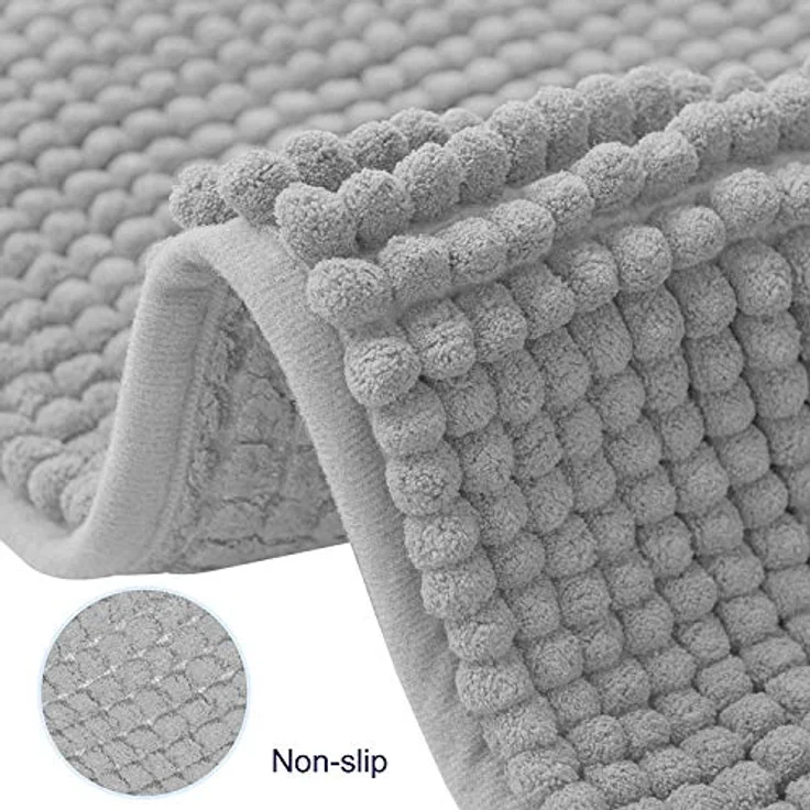 subrtex Badematte rutschfest Badezimmerteppich aus Chenille Saugfähig Badteppich weich Wasserabsorbierende Badvorleger für Badezimmer,Maschinenwaschbar(40x60 cm, hellgrau) – Bild 7