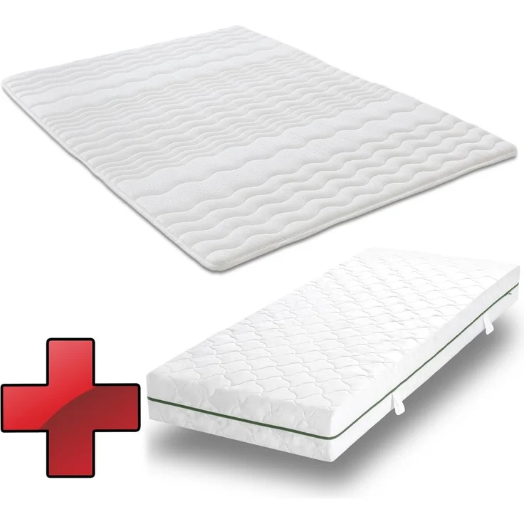 7 Zonen Taschenfederkernmatratze Sleezzz Smart 90 x 200 cm, Höhe 21 cm, Härtegrad H2/H3 + Matratzentopper / Matratzenauflage 90 x 200 cm