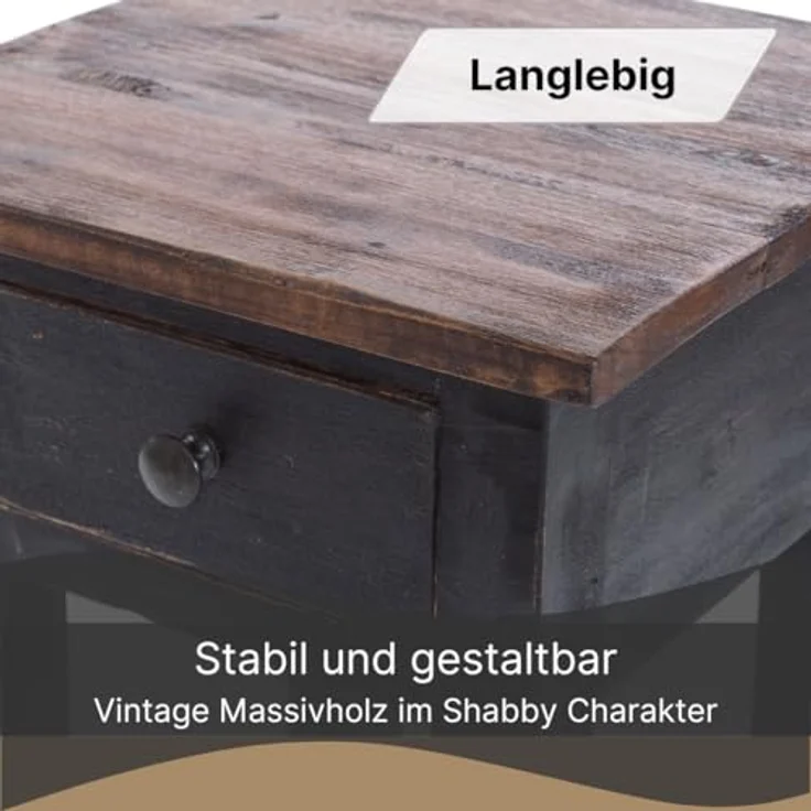 DESIGN DELIGHTS Telefontisch TELEFONTISCH "DRAWER 65", Altholz massiv, 65x31x31 cm, Beistelltisch – Bild 8