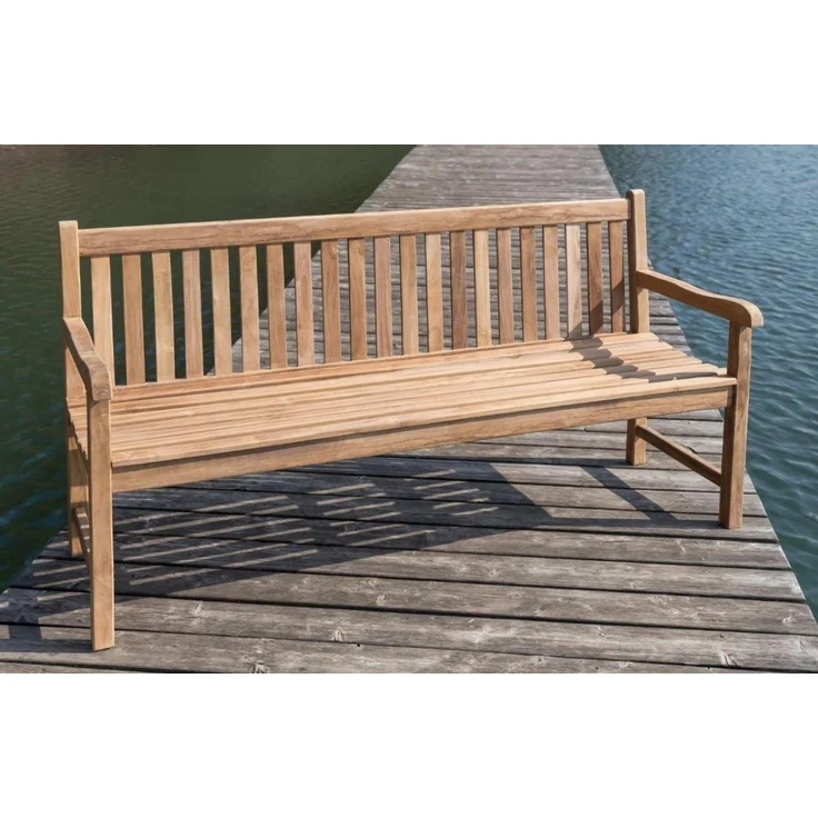 Stabile Gartenbank Picadelly 180 cm in Premium Teak mit Armlehne – Bild 3