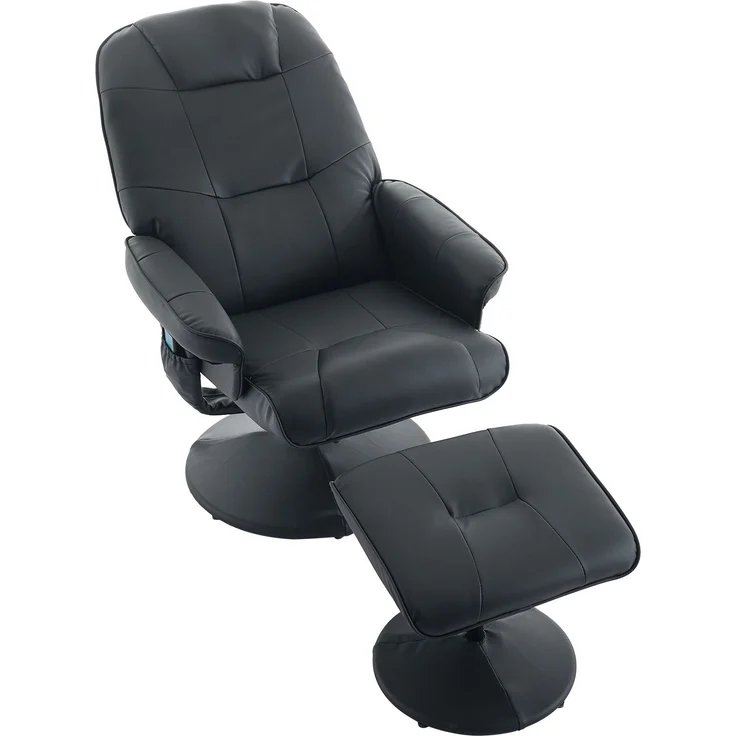 DESVIAE Sessel mit Massagefunktion und Fußhocker 75x107x79,5 cm PU Schwarz – Bild 8