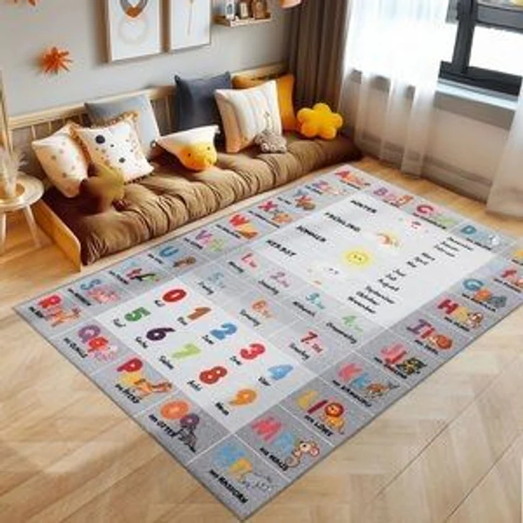 SIMPEX24 Teppich Alphabet Zahlen Tiere Design, Rechteckig, Höhe: 7 mm, Teppich Kinderzimmer Alphabet Zahlen Tiere Design Rutschfest Waschbar – Bild 6