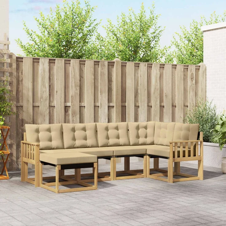 vidaXL Outdoor-Sofagarnitur 6 stk. 6-Sitzer Weiß und Beige 3389643 – Bild 1