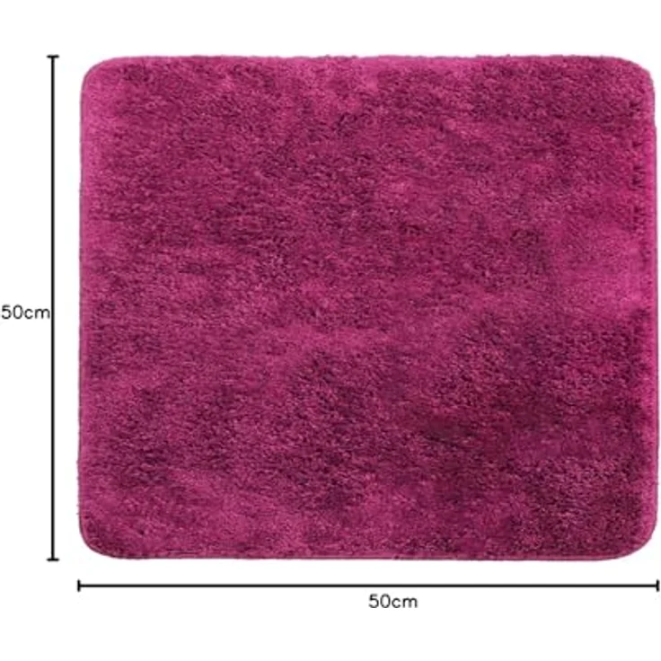 Brandsseller Badezimmerteppich 50x50 cm Badvorleger Badematte Badteppich quadratisch Chenille rutschfest saugstark maschinenwaschbar - Beere – Bild 3