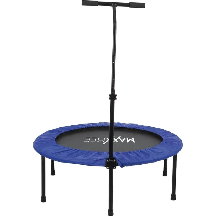 MAXXMEE Fitness Trampolin - Mit höhenverstellbarer Haltestange - blau/schwarz